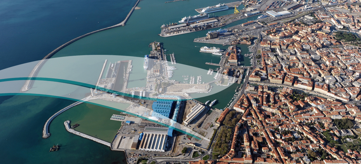 Aerial view of the port of Livorno