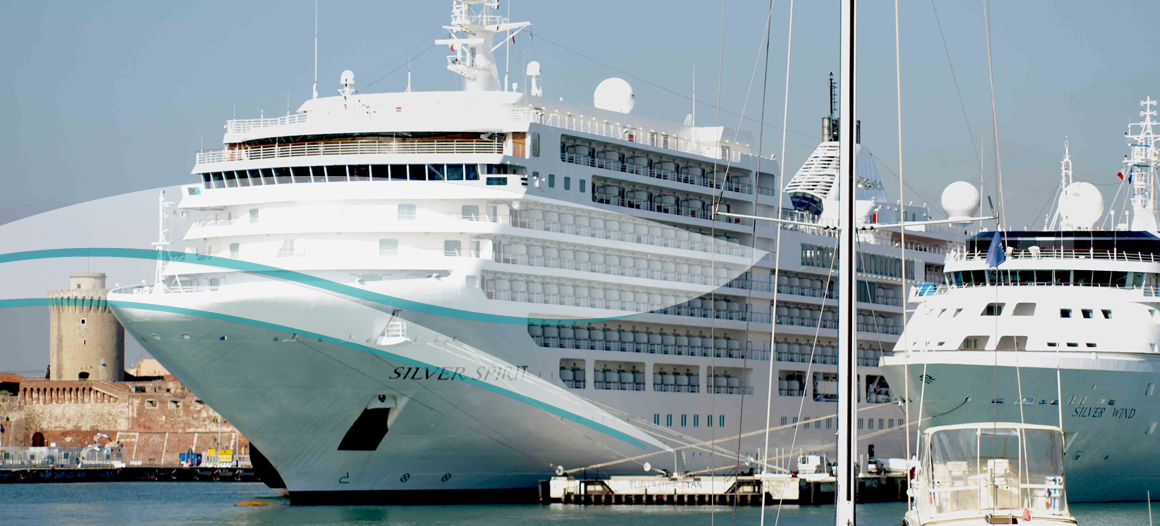 Cruise ship docked at the port of Livorno